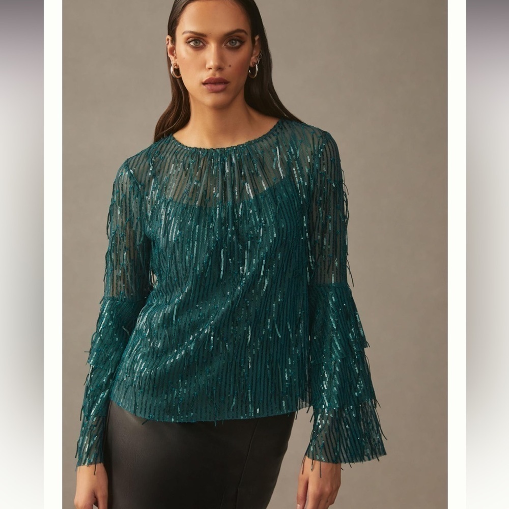 NWT‎ Eva Franco Sequin Fringe Top from Anthropologie
